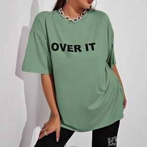 Oversized Drop Shoulder Letter Graphic Longline Tee